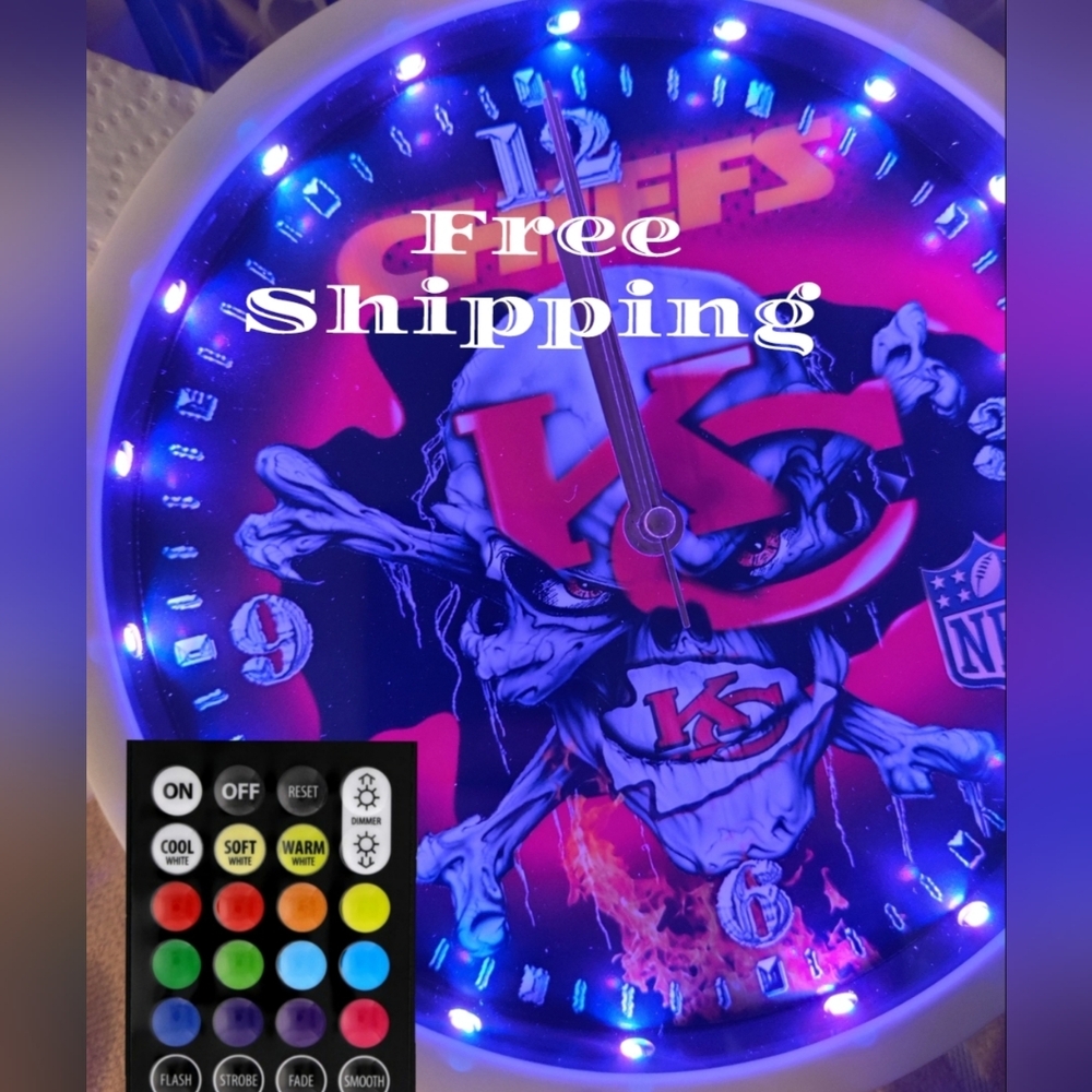 Kansas City Chiefs RGB led clock